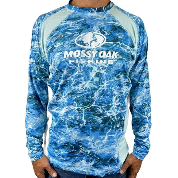 Mossy Oak Shirt Mens LS Fishing XL Vented Tech Tee Upf 40+ Wicking Nautical Nwt - Picture 1 of 11